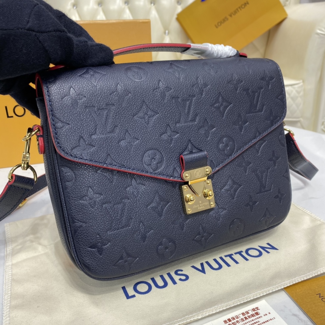 Louis Vuitton POCHETTE METIS Handbag Monogram Empreinte M44071 Navy Blue/Red